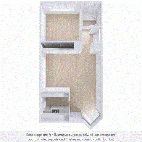 Floor plan for 1 bed, 1 bath, 850 sqft